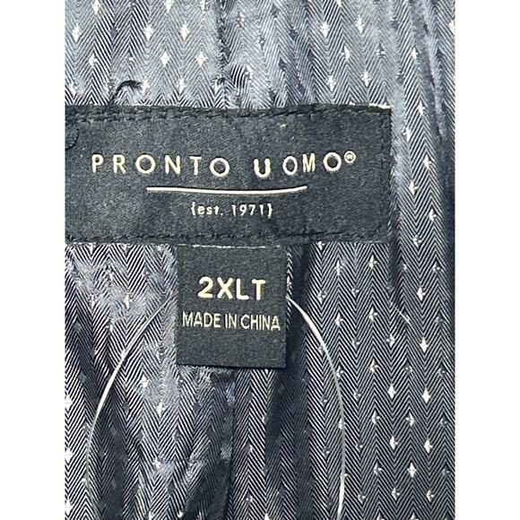 Pronto Uomo Coat 2XL TALL Charcoal Gray Plaid Wool Blend NEW Double Breasted Pea - Picture 6 of 11